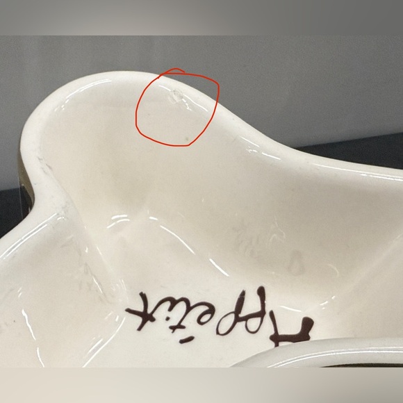 Henri Bendel NY Bone Appetit Dog Bowl Brown & White Stripe Gold Band - Picture 7 of 7